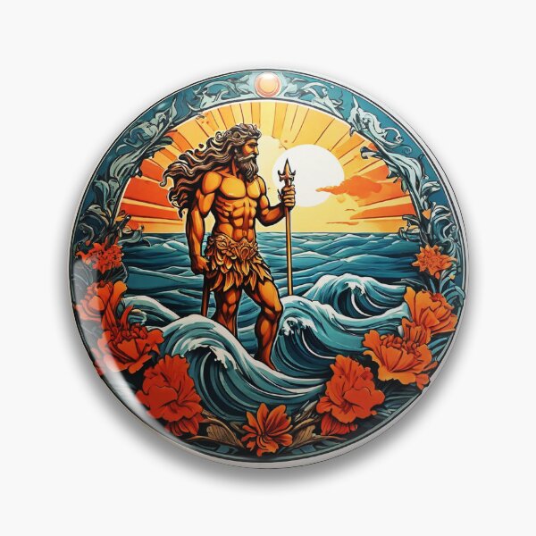 Item preview, Greek God Poseidon in Waves and Hawaii Orchids designed and sold by NautiChic.