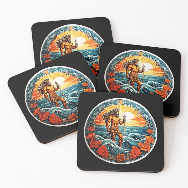 Item preview, Greek God Poseidon in Waves and Hawaii Orchids designed and sold by NautiChic.