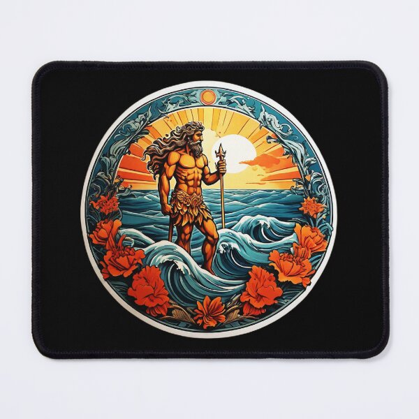 Item preview, Greek God Poseidon in Waves and Hawaii Orchids designed and sold by NautiChic.