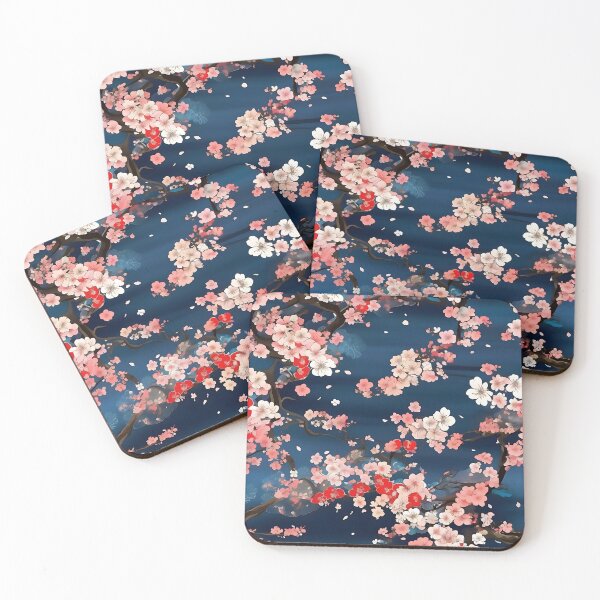 Item preview, Blue & Pink Cherry Blossom Kimono Pattern designed and sold by Tamas Das.