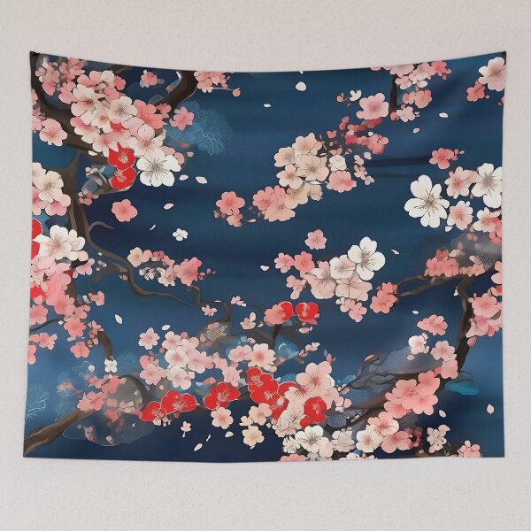 Item preview, Blue & Pink Cherry Blossom Kimono Pattern designed and sold by Tamas Das.