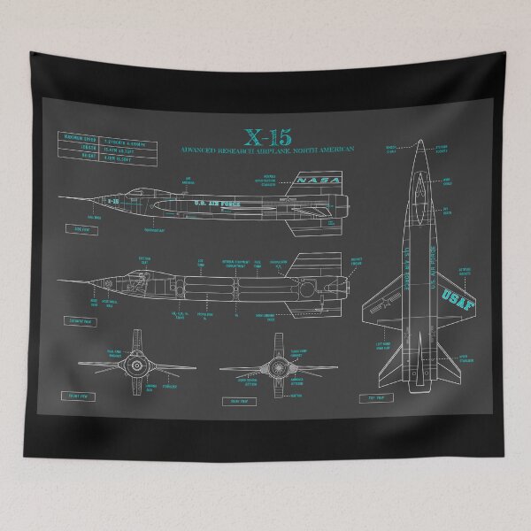 Item preview, NASA X-15. Advanced Research Airplane. North American (Turquoise Blueprint) designed and sold by BGALAXY.