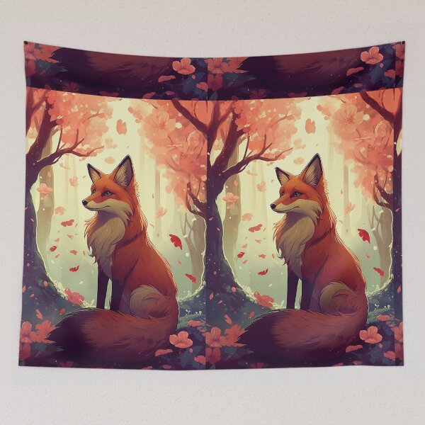 Item preview, Enchanted Sakura Forest - Fox Illustration designed and sold by EmeraldeaArt.
