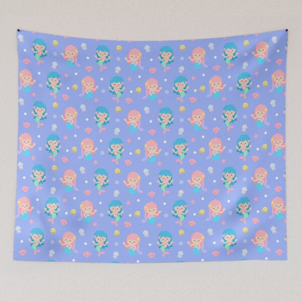 Item preview, cute kid seamless pattern mermaid purple party illustration designed and sold by nuchz.