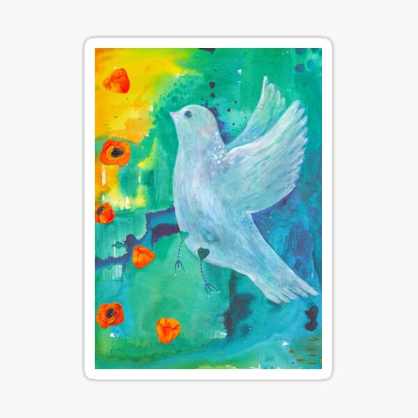 Whimsical Dove Art Merchandise Sticker