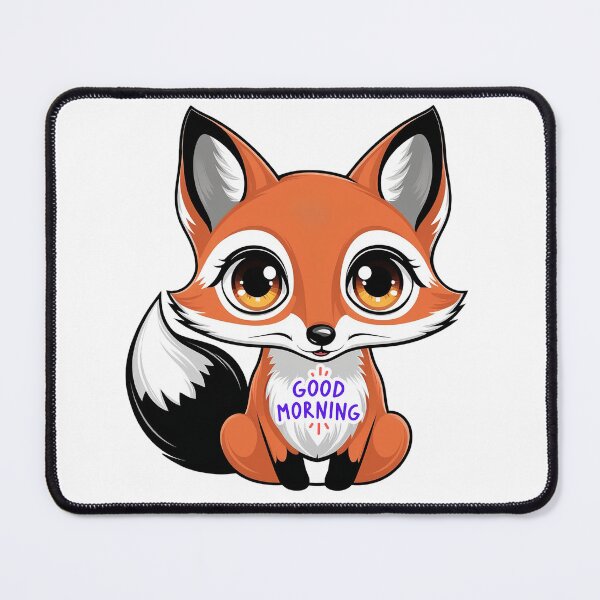 Item preview, Cute fox welcomes the new day with the words "Good morning" designed and sold by CreativebyTKK.
