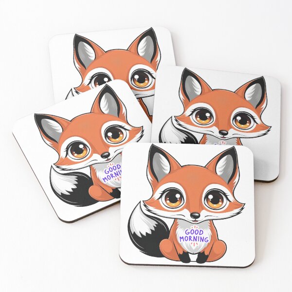 Item preview, Cute fox welcomes the new day with the words "Good morning" designed and sold by CreativebyTKK.