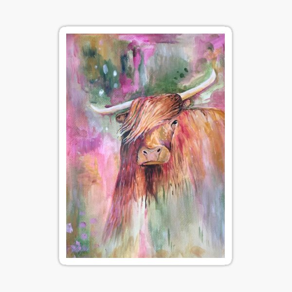 Highland Cow Art Merchandise Sticker