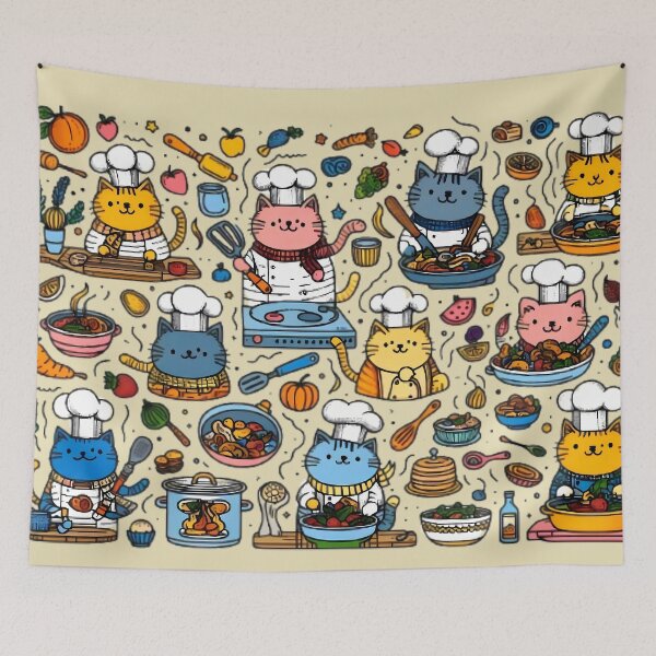 Item preview, Cat Chefs in the Kitchen - Adorable Cartoon Art designed and sold by beyazart.