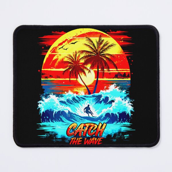 Item preview, Surfer Riding Waves at Vintage Tropical Sunset designed and sold by VikArtStudio.