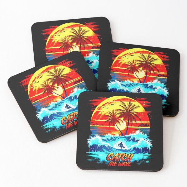 Item preview, Surfer Riding Waves at Vintage Tropical Sunset designed and sold by VikArtStudio.