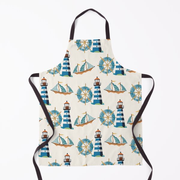 Item preview, Nautical seamless pattern with lighthouse, boat and steering wheel. designed and sold by Jayjaynaenae.