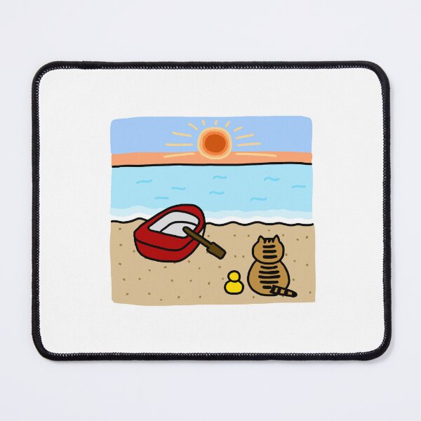 Item preview, a Cat and a Duck on the beach designed and sold by superbaechoo.