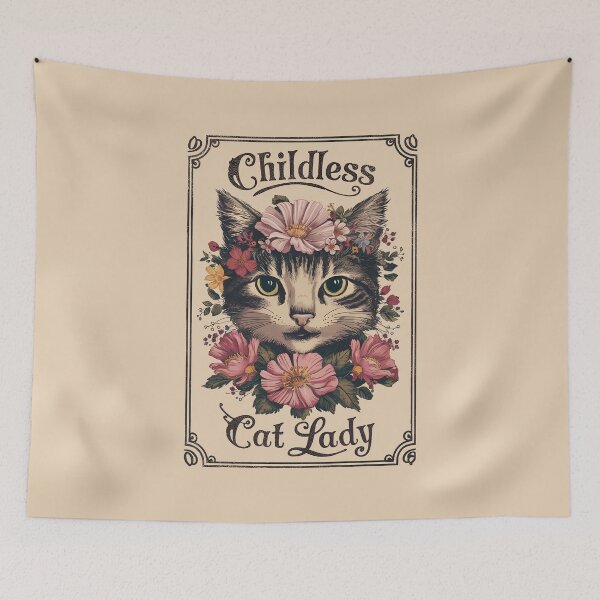 Item preview, Childless Cat Lady Tarot Card Retro Flowers designed and sold by wowwowmeow.