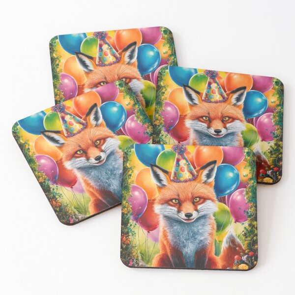 Item preview, Birthday Celebration. Birthday Fox. Adorable fox, birthday balloons, watercolor fox, fox drawing, floral fox designed and sold by FoxVibes.