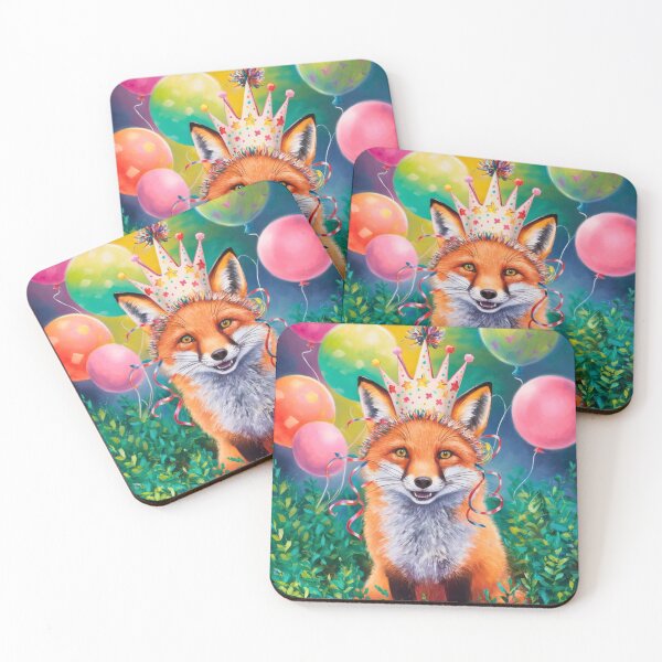 Item preview, Birthday Celebration. Birthday Fox. Adorable fox, birthday balloons, watercolor fox, fox drawing, floral fox designed and sold by FoxVibes.