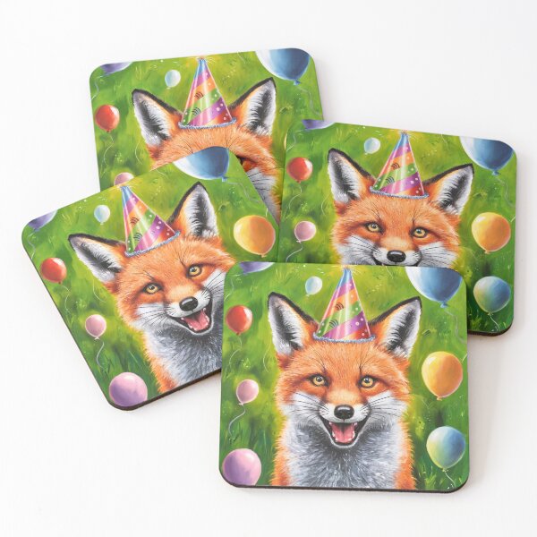 Item preview, Birthday Celebration. Birthday Fox. Adorable fox, birthday balloons, watercolor fox, fox drawing, floral fox designed and sold by FoxVibes.