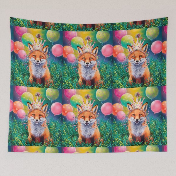 Item preview, Birthday Celebration. Birthday Fox. Adorable fox, birthday balloons, watercolor fox, fox drawing, floral fox designed and sold by FoxVibes.