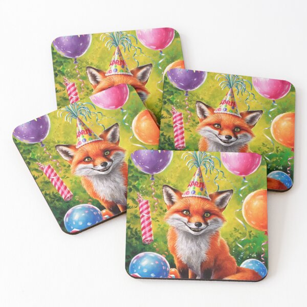 Item preview, Birthday Celebration. Birthday Fox. Adorable fox, birthday balloons, watercolor fox, fox drawing, floral fox designed and sold by FoxVibes.