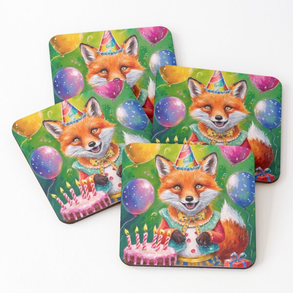 Item preview, Birthday Celebration. Birthday Fox. Adorable fox, birthday balloons, watercolor fox, fox drawing, floral fox designed and sold by FoxVibes.