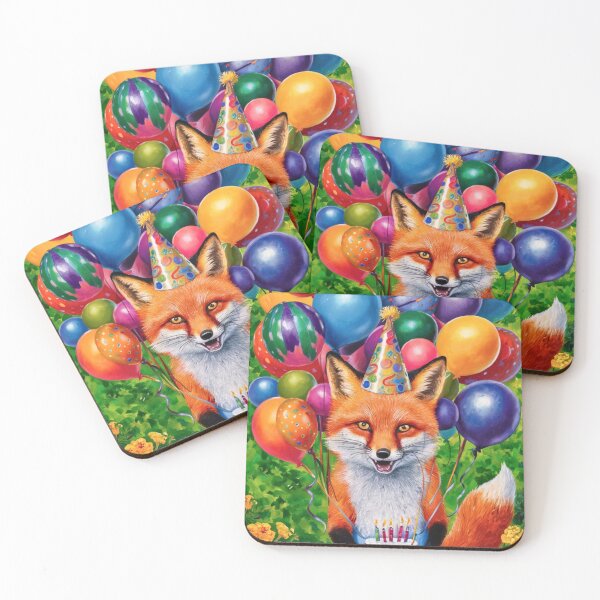 Item preview, Birthday Celebration. Birthday Fox. Adorable fox, birthday balloons, watercolor fox, fox drawing, floral fox designed and sold by FoxVibes.