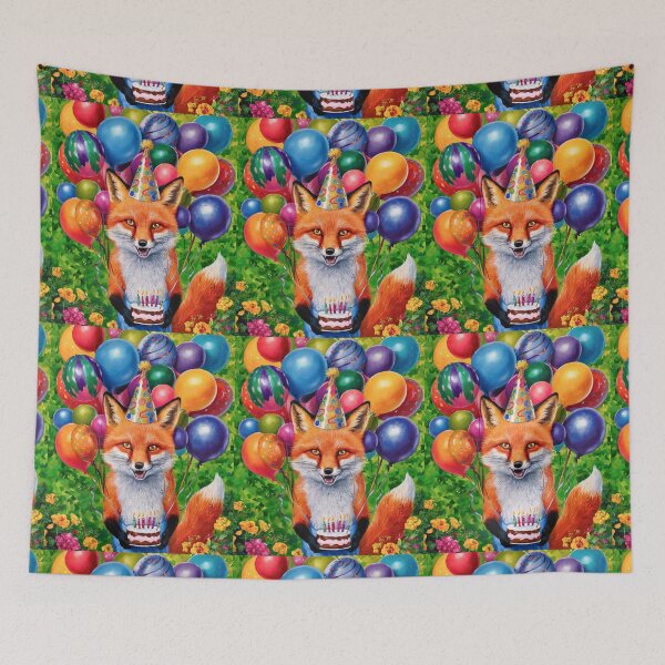 Item preview, Birthday Celebration. Birthday Fox. Adorable fox, birthday balloons, watercolor fox, fox drawing, floral fox designed and sold by FoxVibes.