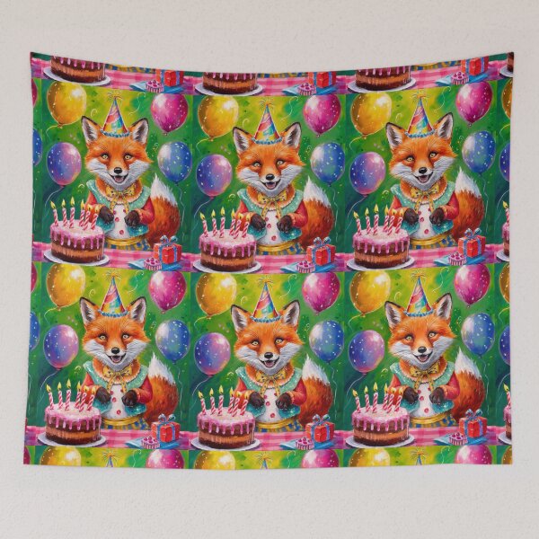 Item preview, Birthday Celebration. Birthday Fox. Adorable fox, birthday balloons, watercolor fox, fox drawing, floral fox designed and sold by FoxVibes.