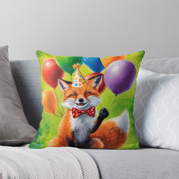 Item preview, Birthday Celebration. Birthday Fox. Adorable fox, birthday balloons, watercolor fox, fox drawing, floral fox designed and sold by FoxVibes.