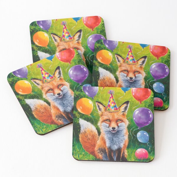 Item preview, Birthday Celebration. Birthday Fox. Adorable fox, birthday balloons, watercolor fox, fox drawing, floral fox designed and sold by FoxVibes.