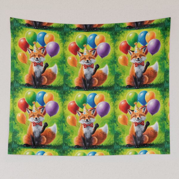 Item preview, Birthday Celebration. Birthday Fox. Adorable fox, birthday balloons, watercolor fox, fox drawing, floral fox designed and sold by FoxVibes.