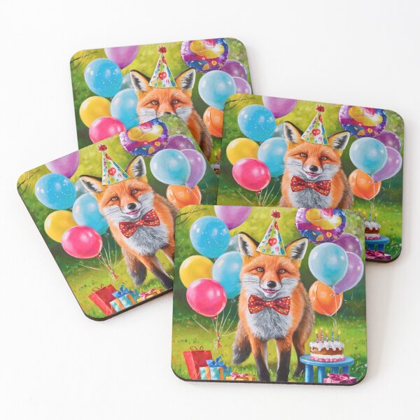 Item preview, Birthday Celebration. Birthday Fox. Adorable fox, birthday balloons, watercolor fox, fox drawing, floral fox designed and sold by FoxVibes.