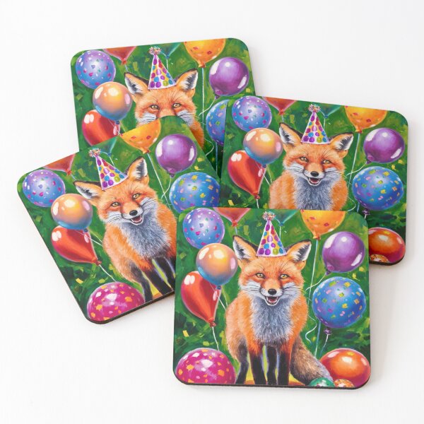 Item preview, Birthday Celebration. Birthday Fox. Adorable fox, birthday balloons, watercolor fox, fox drawing, floral fox designed and sold by FoxVibes.