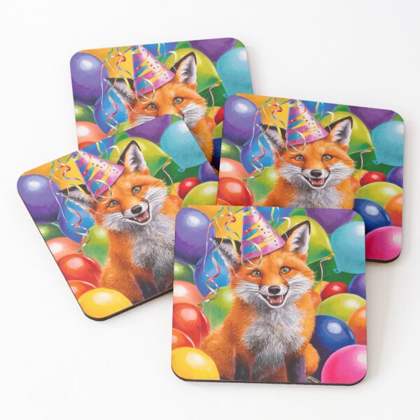 Item preview, Birthday Celebration. Birthday Fox. Adorable fox, birthday balloons, watercolor fox, fox drawing, floral fox designed and sold by FoxVibes.