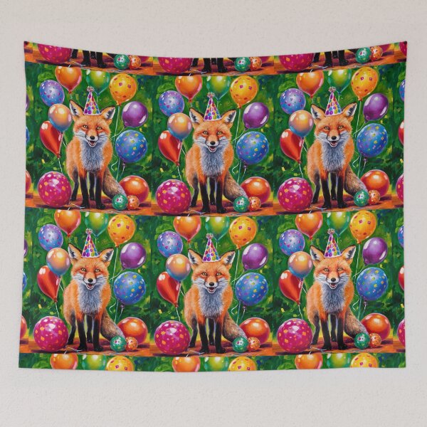 Item preview, Birthday Celebration. Birthday Fox. Adorable fox, birthday balloons, watercolor fox, fox drawing, floral fox designed and sold by FoxVibes.