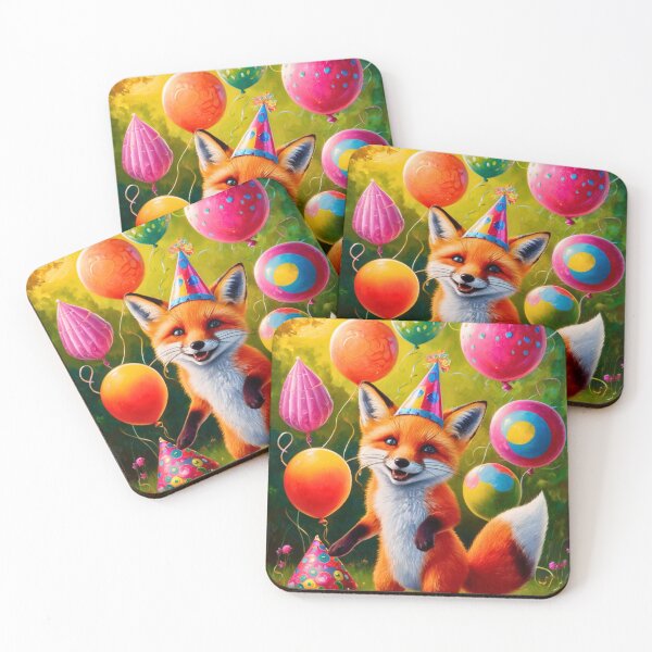 Item preview, Birthday Celebration. Birthday Fox. Adorable fox, birthday balloons, watercolor fox, fox drawing, floral fox designed and sold by FoxVibes.