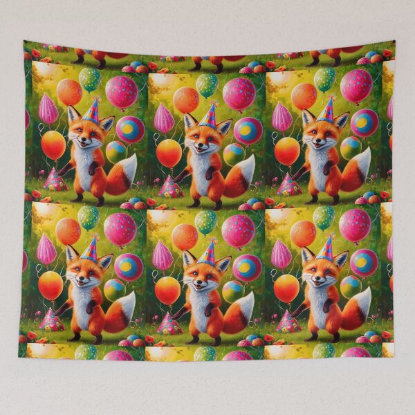 Item preview, Birthday Celebration. Birthday Fox. Adorable fox, birthday balloons, watercolor fox, fox drawing, floral fox designed and sold by FoxVibes.