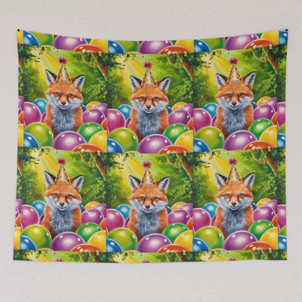Item preview, Birthday Celebration. Birthday Fox. Adorable fox, birthday balloons, watercolor fox, fox drawing, floral fox designed and sold by FoxVibes.