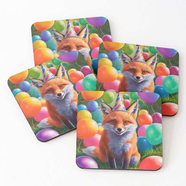 Item preview, Birthday Celebration. Birthday Fox. Adorable fox, birthday balloons, watercolor fox, fox drawing, floral fox designed and sold by FoxVibes.
