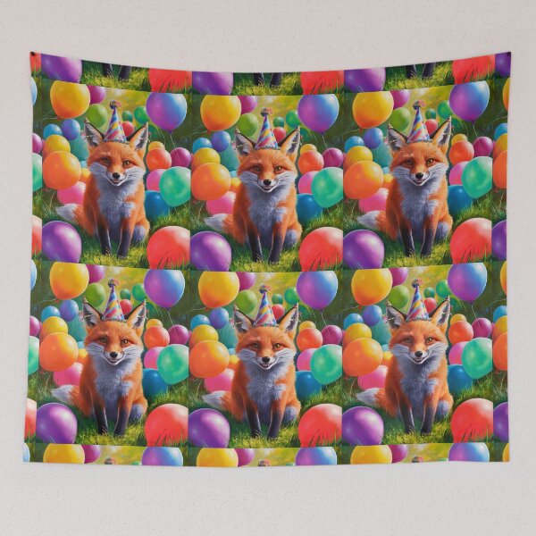 Item preview, Birthday Celebration. Birthday Fox. Adorable fox, birthday balloons, watercolor fox, fox drawing, floral fox designed and sold by FoxVibes.