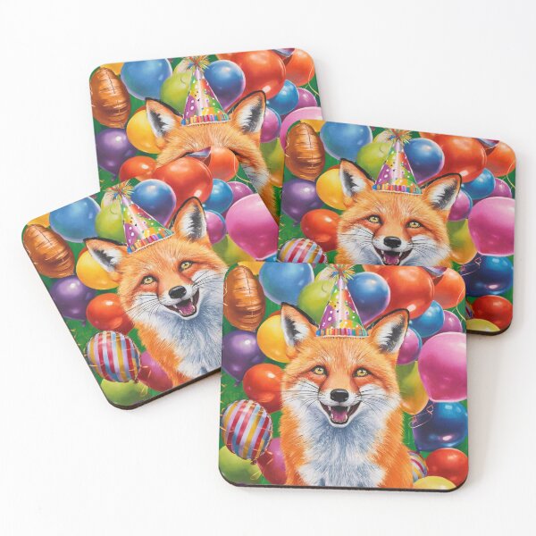 Item preview, Birthday Celebration. Birthday Fox. Adorable fox, birthday balloons, watercolor fox, fox drawing, floral fox designed and sold by FoxVibes.