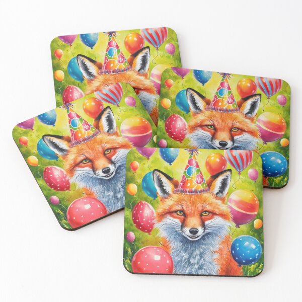 Item preview, Birthday Celebration. Birthday Fox. Adorable fox, birthday balloons, watercolor fox, fox drawing, floral fox designed and sold by FoxVibes.