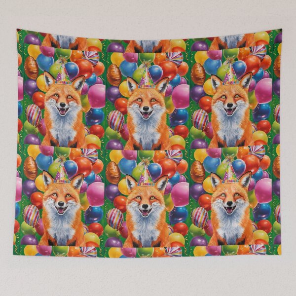 Item preview, Birthday Celebration. Birthday Fox. Adorable fox, birthday balloons, watercolor fox, fox drawing, floral fox designed and sold by FoxVibes.