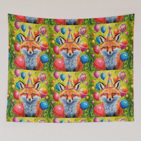 Item preview, Birthday Celebration. Birthday Fox. Adorable fox, birthday balloons, watercolor fox, fox drawing, floral fox designed and sold by FoxVibes.
