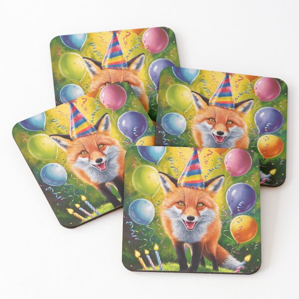 Item preview, Birthday Celebration. Birthday Fox. Adorable fox, birthday balloons, watercolor fox, fox drawing, floral fox designed and sold by FoxVibes.