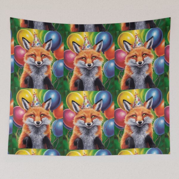 Item preview, Birthday Celebration. Birthday Fox. Adorable fox, birthday balloons, watercolor fox, fox drawing, floral fox designed and sold by FoxVibes.