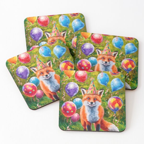 Item preview, Birthday Celebration. Birthday Fox. Adorable fox, birthday balloons, watercolor fox, fox drawing, floral fox designed and sold by FoxVibes.