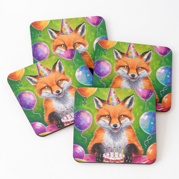 Item preview, Birthday Celebration. Birthday Fox. Adorable fox, birthday balloons, watercolor fox, fox drawing, floral fox designed and sold by FoxVibes.