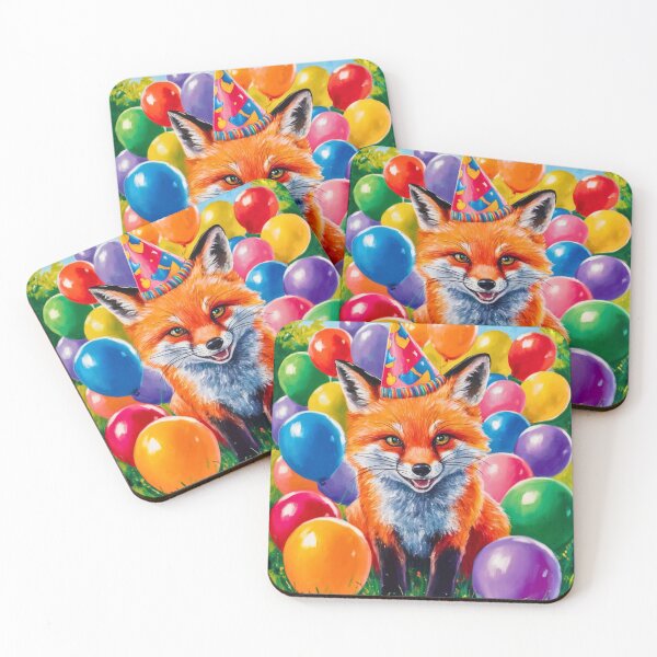 Item preview, Birthday Celebration. Birthday Fox. Adorable fox, birthday balloons, watercolor fox, fox drawing, floral fox designed and sold by FoxVibes.