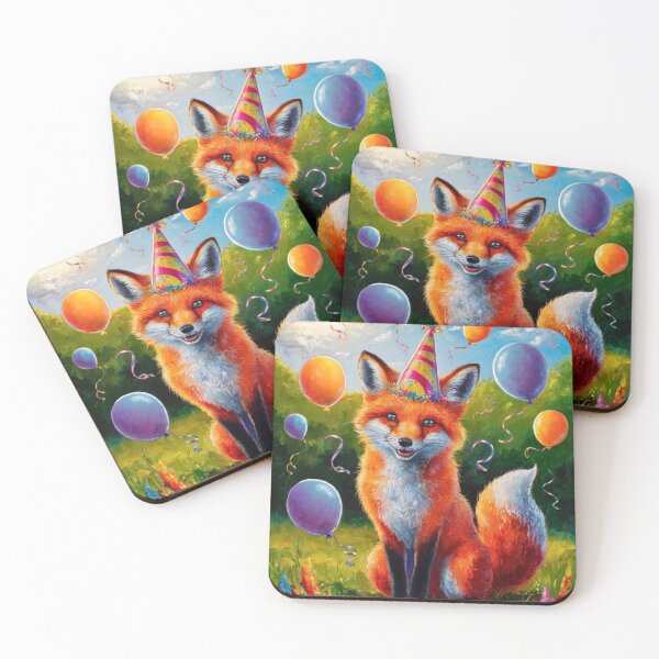 Item preview, Birthday Celebration. Birthday Fox. Adorable fox, birthday balloons, watercolor fox, fox drawing, floral fox designed and sold by FoxVibes.