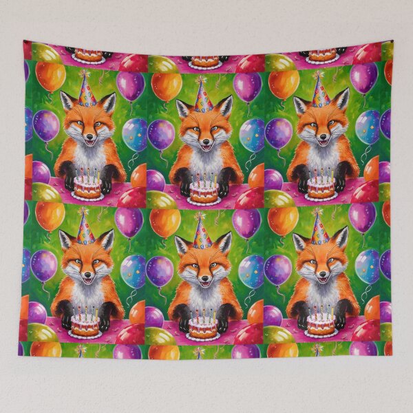 Item preview, Birthday Celebration. Birthday Fox. Adorable fox, birthday balloons, watercolor fox, fox drawing, floral fox designed and sold by FoxVibes.